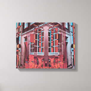 Toile Art numérique de reflet de fenêtres bleu rouge Cop