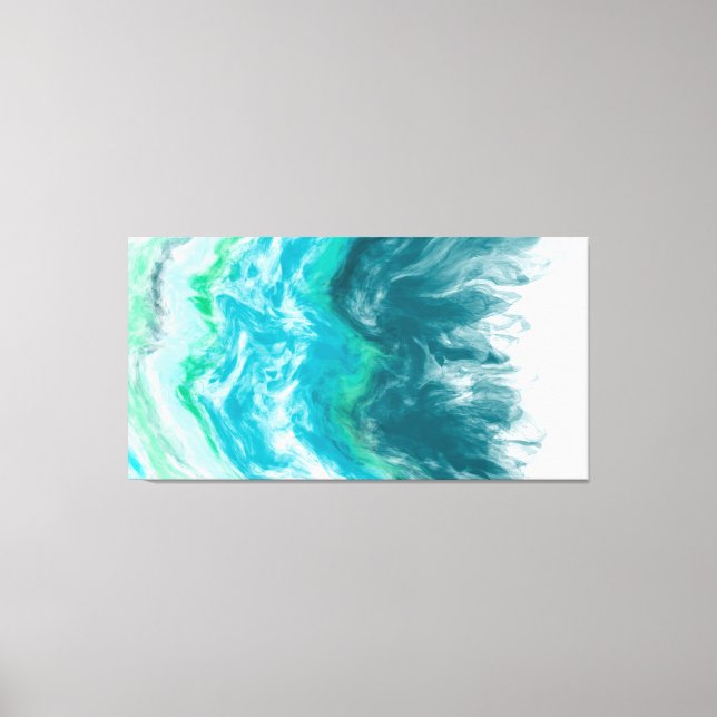 Toile Art numérique des vagues océaniques bleu et turquo (Recto)
