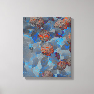 Toile Art numérique motif de fleurs de couleur orange bl