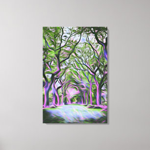 Toile Art numérique paysager de la forêt verte et violet