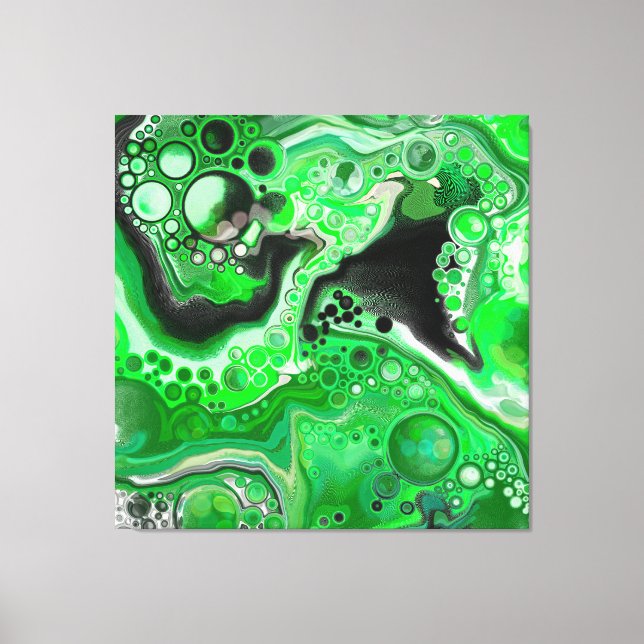 Toile Art numérique vert en marbre fluide (Recto)