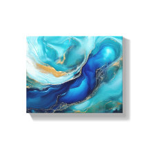 Art océanique abstrait tranquille en cobalt et sar