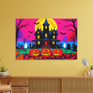 Toile Art Pop Moderne Cimetière d'Halloween