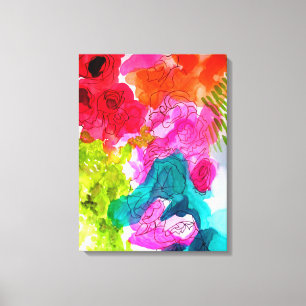 Toile Art pour aquarelle abstrait de fleurs de ressort