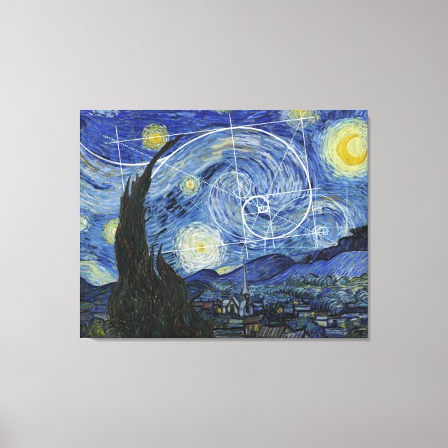 Toile Art rencontre les maths, Van Gogh rencontre Fibona (Recto)