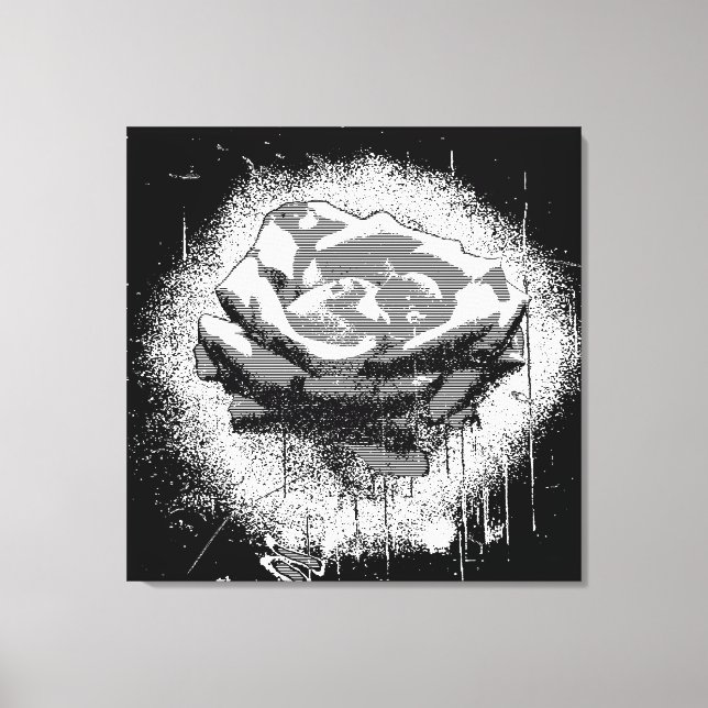 Toile Art Rose Noir Et Blanc (Recto)