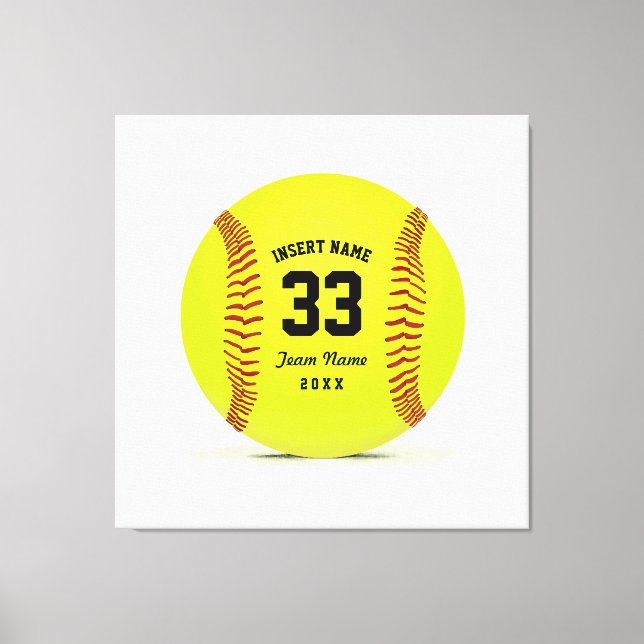 Toile Art Softball Jaune Rouge et Noir Custom (Recto)
