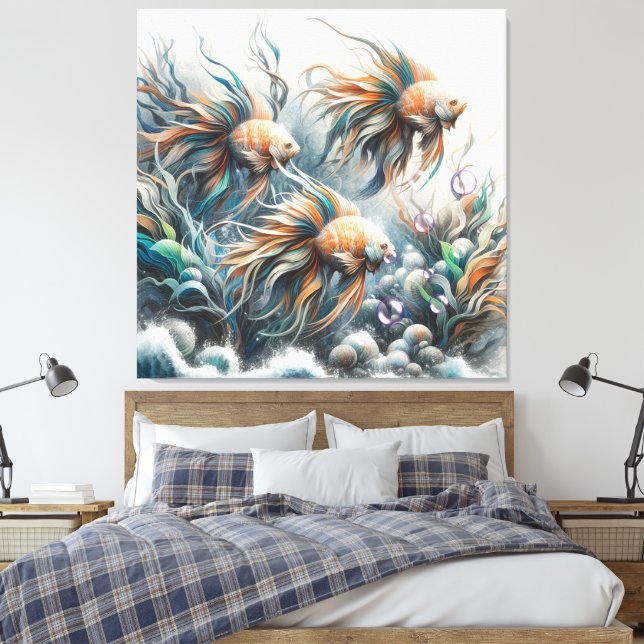 Toile Art sous-marin du poisson et du corail en acryliqu (Insitu(Chambre))