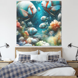 Toile Art sous-marin du poisson et du corail en acryliqu