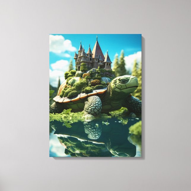 Toile Art Topiacé réaliste Tortue surréelle naturelle (Recto)