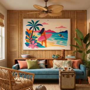 Toile art tropical de milieu de siècle