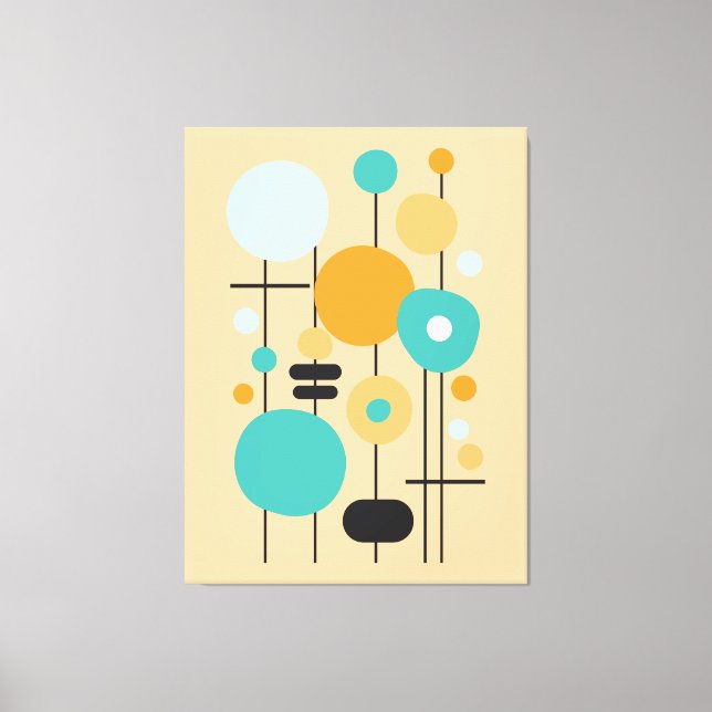 Toile Art Turquoise Orange moderne géométrique (Recto)