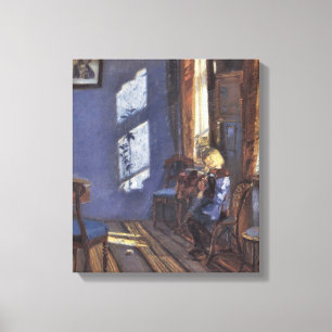 Toile Art vintage, soleil dans la chambre bleue par Anch