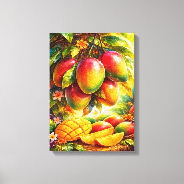 Toile Artistic Mango Orchard Illustration (Recto)