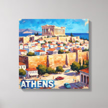 Toile artistique avec vue sur l'Acropole d'Athènes