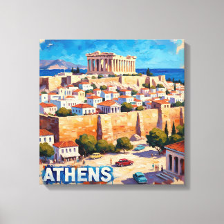 Toile artistique avec vue sur l'Acropole d'Athènes