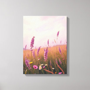 Toile artistique de prairie fleurie sauvage rêveus