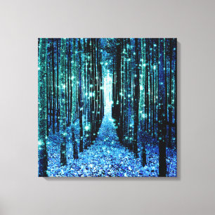 Toile artistique : Forêt magique turquoise sarcell