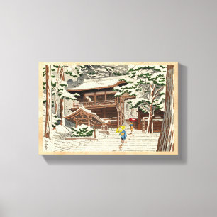 Toile Asano Takeji Neige au sanctuaire Yuki shin hanga a