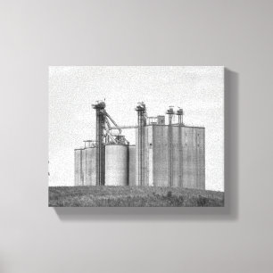 Toile Ascenseur à grains noirs et blancs sur une colline