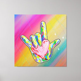 Toile ASL I LOVE YOU Sign with Heart