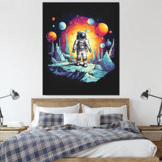 Toile Astronaut Galaxy Space Explorer Wooden Wall Plaque