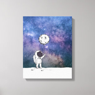 Toile Astronaute dans l'espace avec ballon de lune cosmo