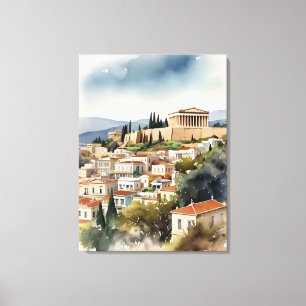 Toile Athènes Grèce aquarelle