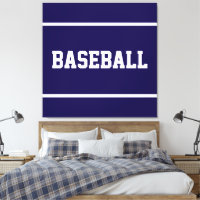 Athlétique Bleu Nuit Blanc Texte BASEBALL Rayures