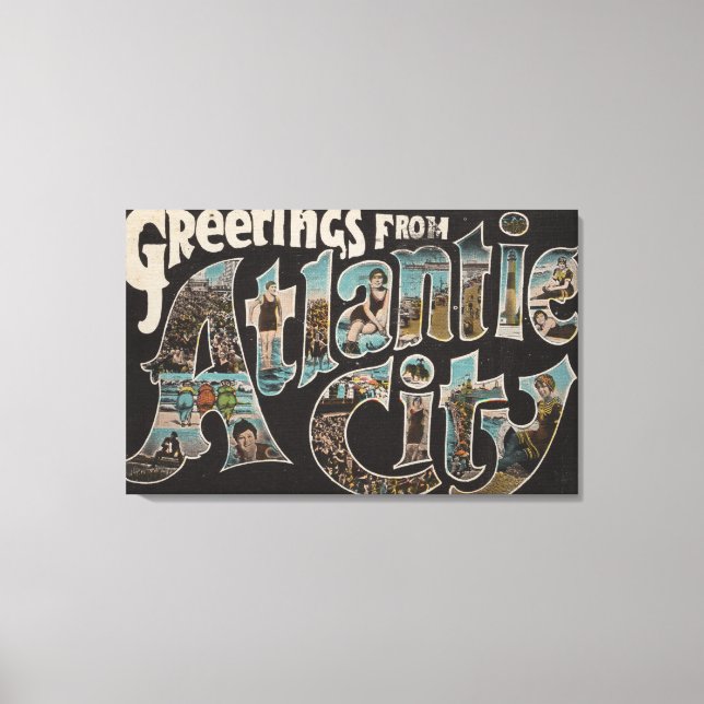 Toile Atlantic City, New Jersey - Grandes Lettres Scènes (Recto)
