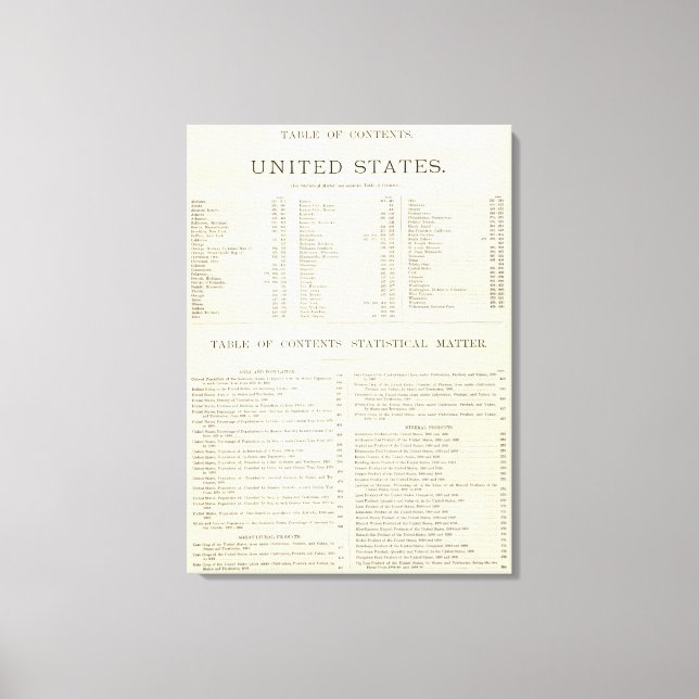 Toile Atlas indexé du monde États-Unis (Recto)