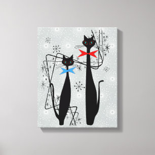 Toile Atomique Moyen Siècle moderne Cool Chat Pair