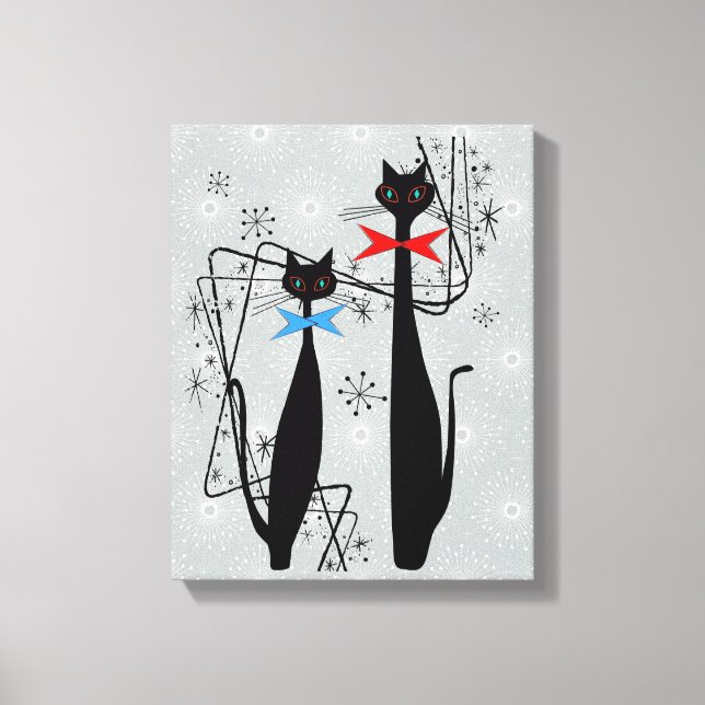 Toile Atomique Moyen Siècle moderne Cool Chat Pair (Recto)
