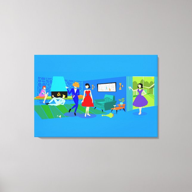 Toile Atomique Palm Springs Cocktail Party Enveloppé Can (Recto)