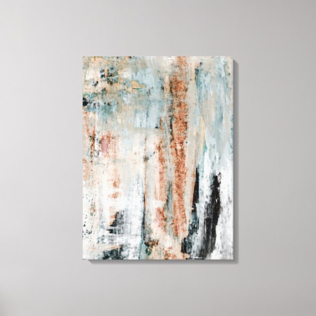 Toile "Attention" Art Abstrait Turquoise et Brown (Recto)
