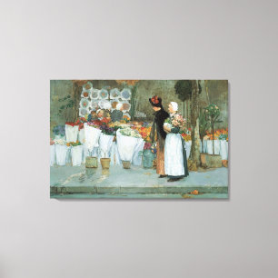 Toile Au fleuriste de Childe Hassam, Art Vintage