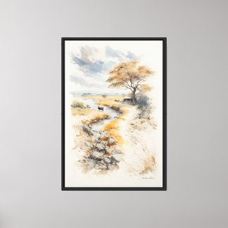 Toile Aube dorée sur la savane