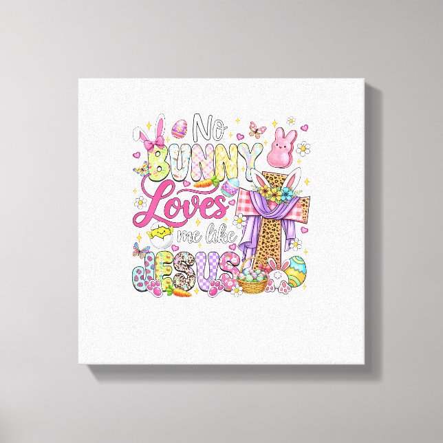 Toile Aucun lapin ne m'aime comme Jésus Pâques Enfants C (Recto)