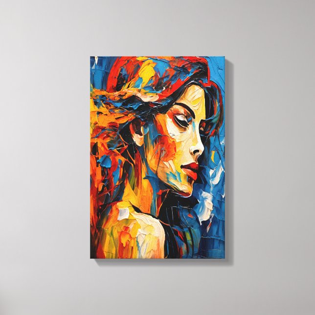 Toile Audacieuse expressionniste Portrait féminin Art Ab (Recto)