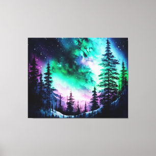 Toile Aurora céleste boréale Lumières nord vives