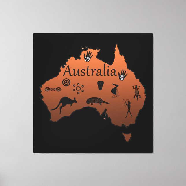 Toile Australie carte continent australien (Recto)