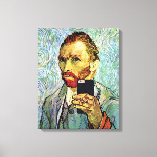 Toile Autoportrait de Vincent Van Gogh avec selfie au té