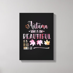 Toile Autumn leaves, fall, goodbye, poem. Calligraphy