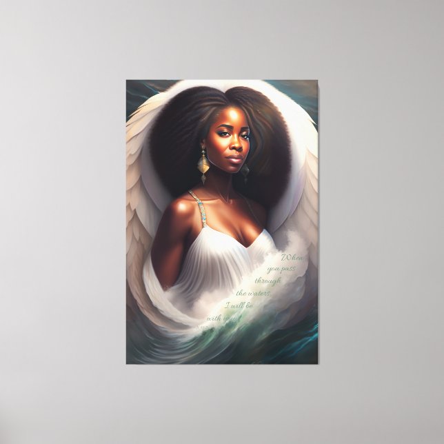 Toile Avec vous Écriture Ange Africaine Américaine (Recto)