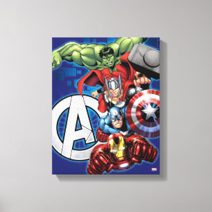 Toile Avengers   Groupe empilé haute technologie et logo