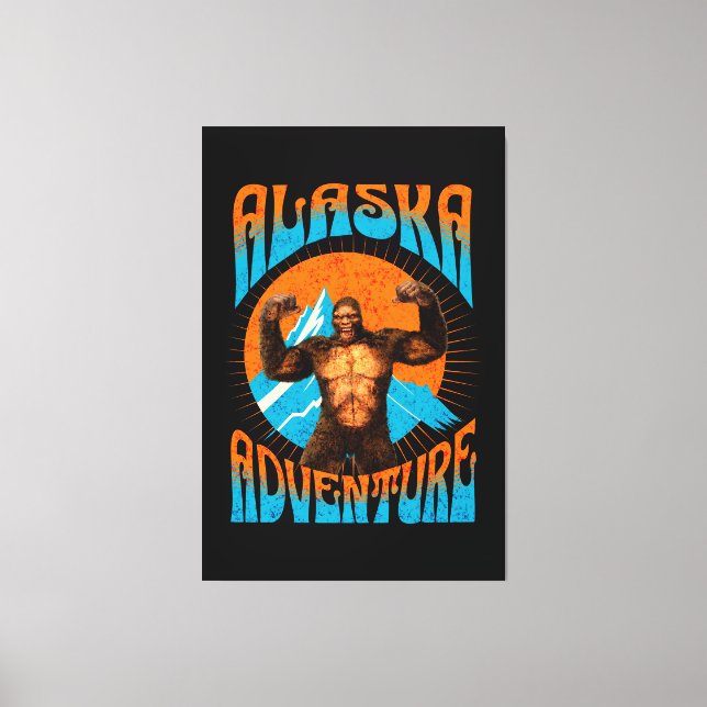 Toile Aventure rétro Sasquatch de montagne en Alaska (Recto)