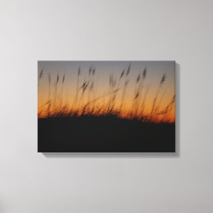 Toile Avoines de mer et dunes au coucher du soleil