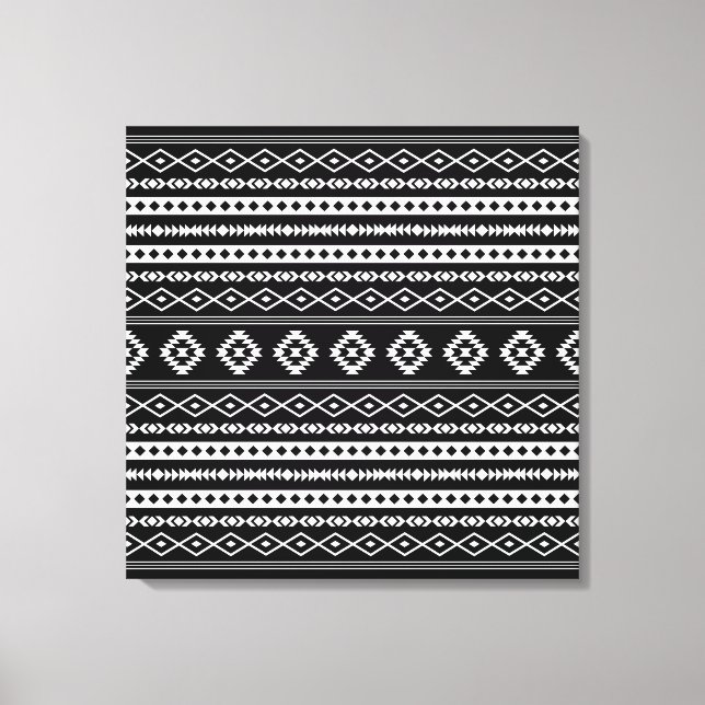 Toile Aztec blanc sur le Motif de Motifs Mixtes Noirs (Recto)