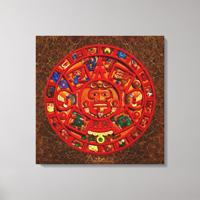 Toile AZTECA ~ Maya\Aztec Sun Calendar Art Imprimer (Recto)