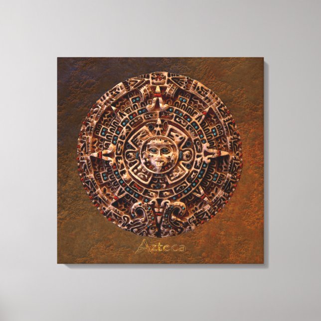 Toile AZTECA ~ Mayan - Aztec Sun Calender Art Imprimer (Recto)